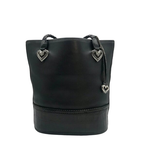 Brighton Black Leather Bucket Bag - Picture 1 of 11